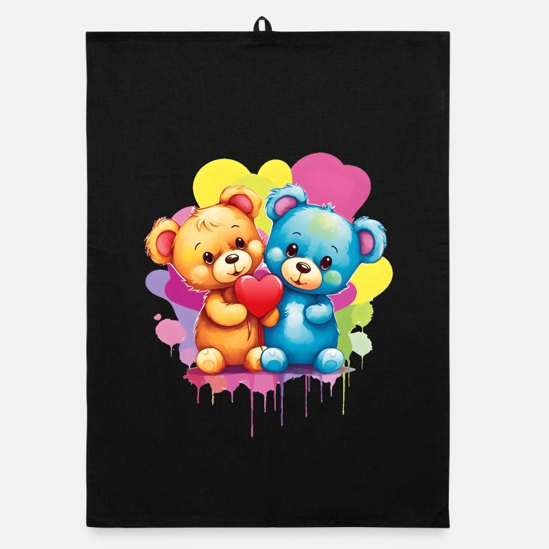 L’amour est une nécessité pour l’ours - Torchon bio - noir