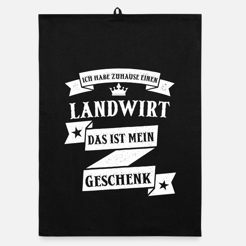 Lustiger Landwirt Bauer Beruf Spruch - Organic Geschirrtuch - Schwarz