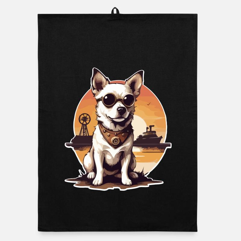 Steampunk Hund Organic Geschirrtuch