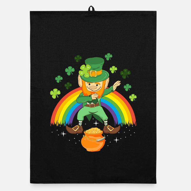 Dabbing Leprechaun Pot de trèfle d’or St. Patrick’s Day Torchon bio