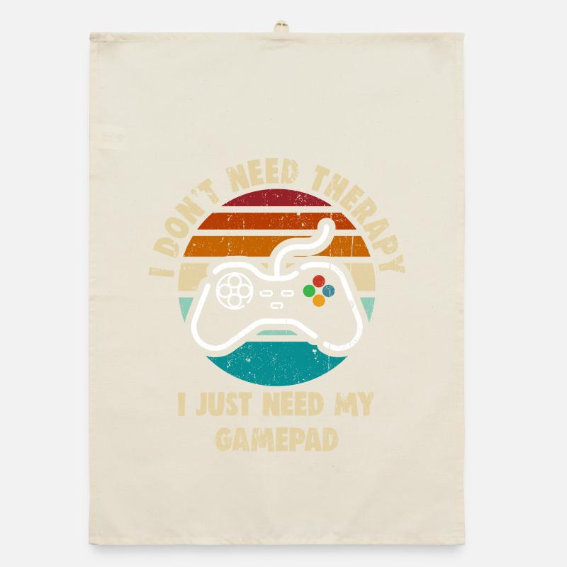 Gamepad Therapy Retro Sunset Organic dish towel