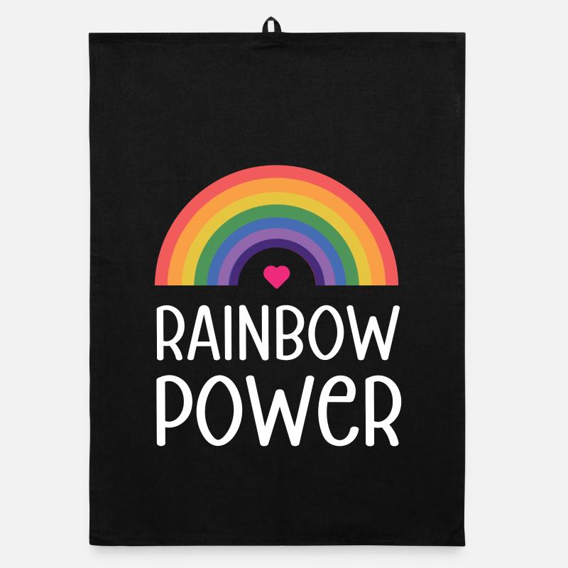 LGBT Pride Monat - Regenbogen Power - Organic Geschirrtuch - Schwarz