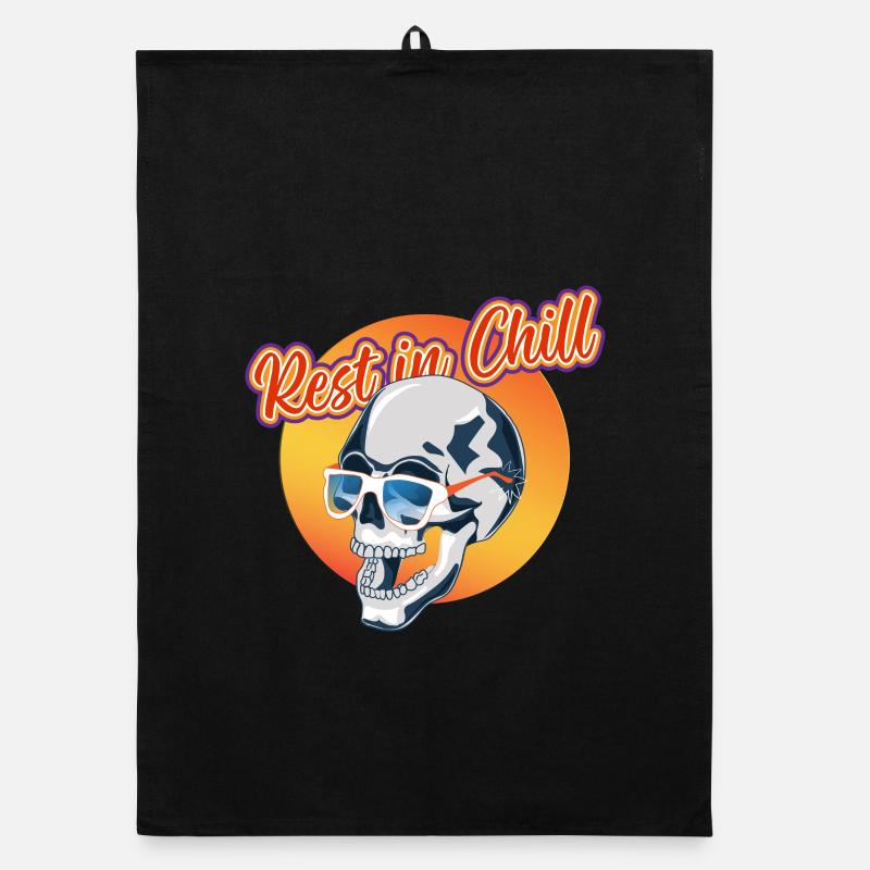 Rest in Chill Skull Organic Geschirrtuch