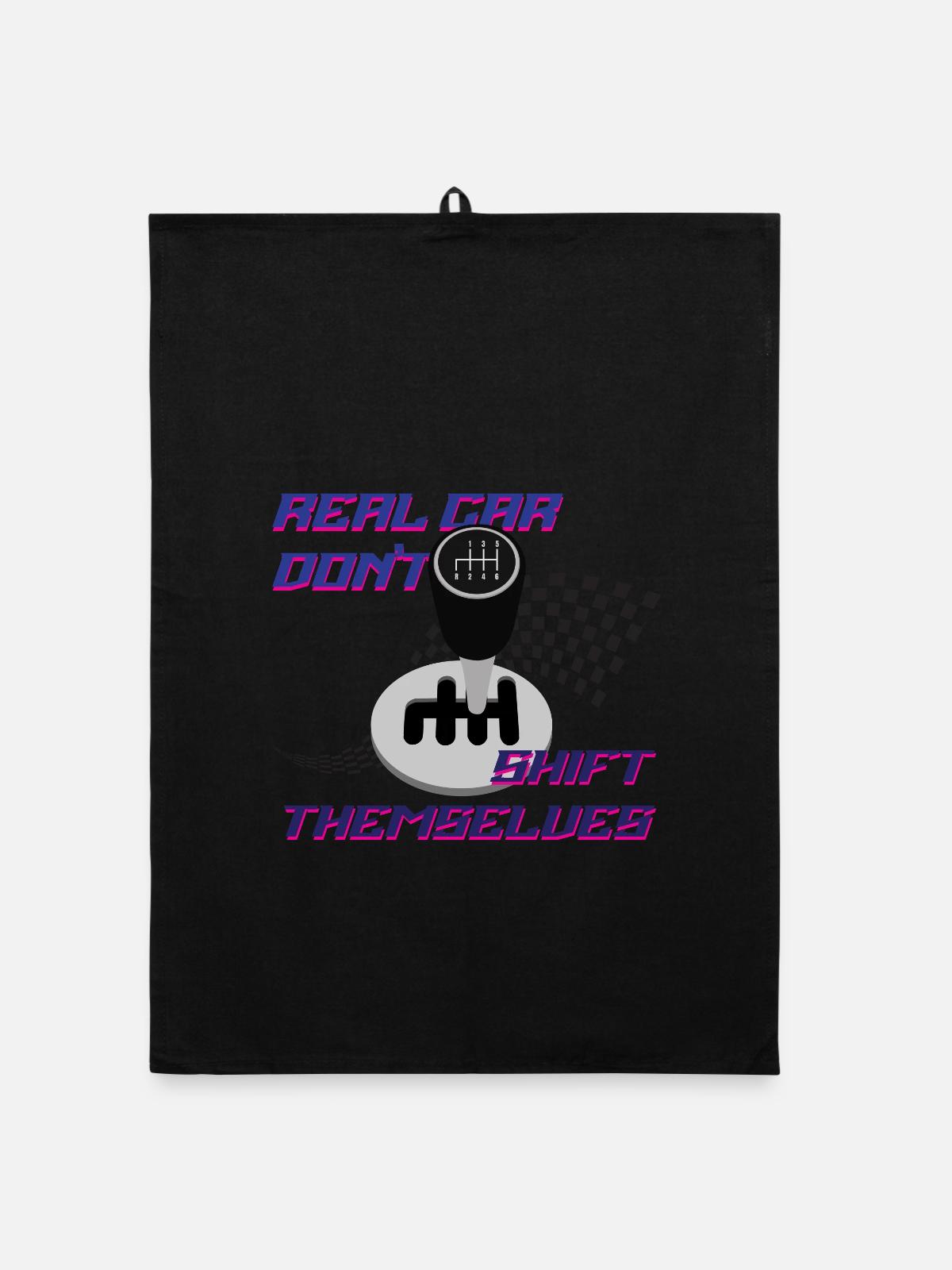 Real Car Shift Themes - Organic Geschirrtuch - Schwarz - Vorne