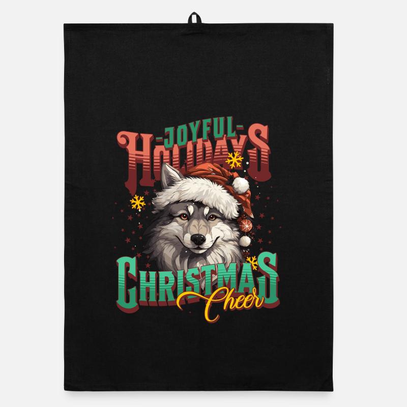 Christmas Wolf Organic dish towel