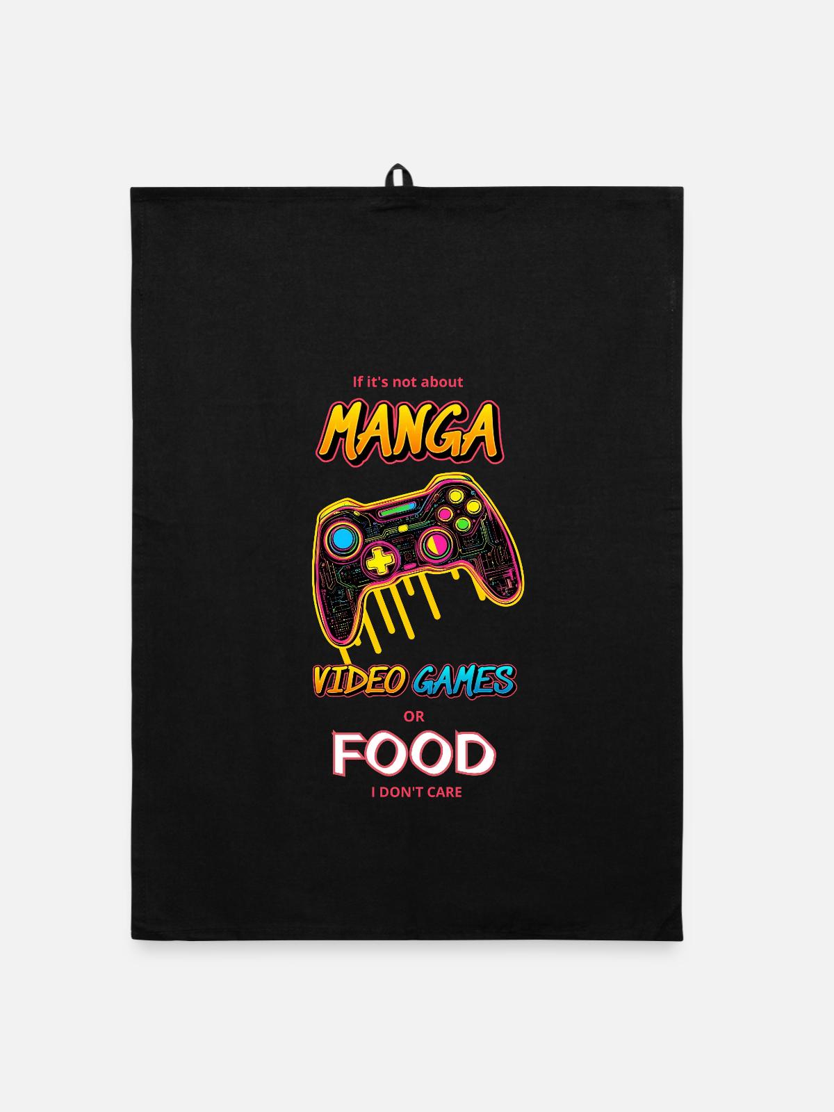 Manga Neon Gamer - Organic Geschirrtuch - Schwarz - Vorne