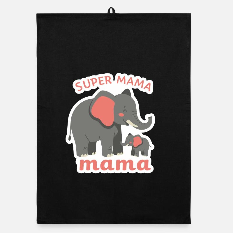 Super Maman Éléphant Torchon bio