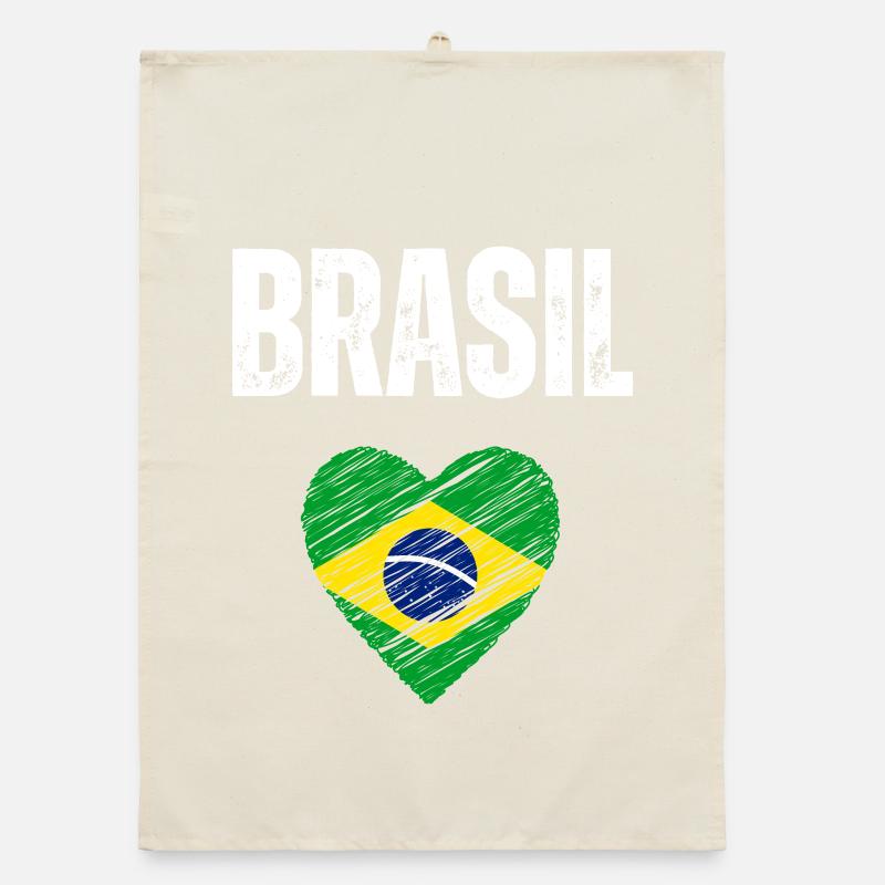 J’aime le Brésil, drapeau du Brésil Torchon bio