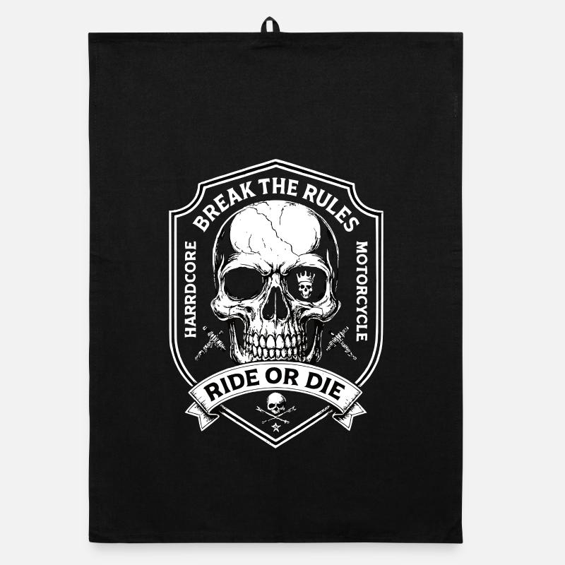 Motorradfahrer Biker Chopper Break The Rules - Organic Geschirrtuch - Schwarz