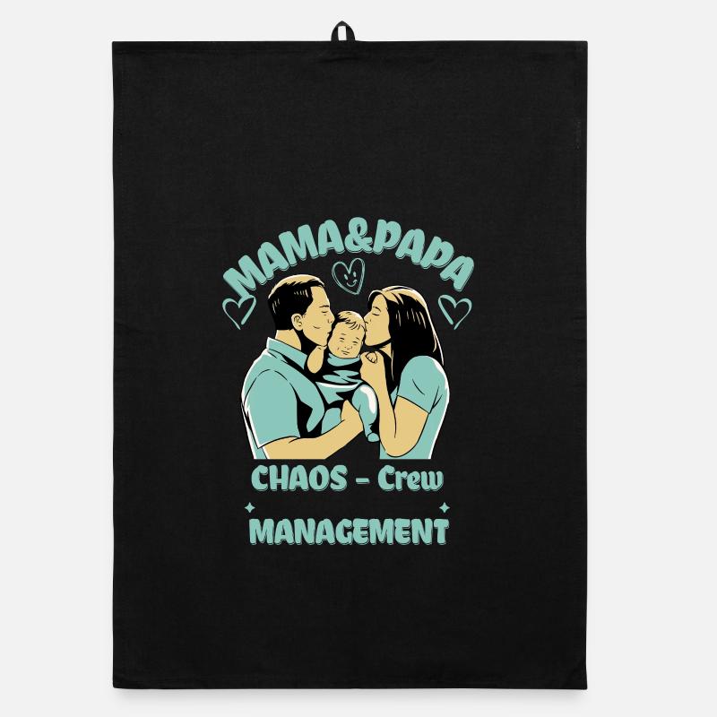 MAMAN ET PAPA CHAOS CREW - Torchon bio - noir