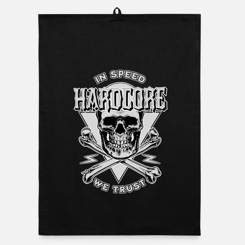 Motorrad Biker Chopper Custom mit Totenkopf - Organic Geschirrtuch - Schwarz