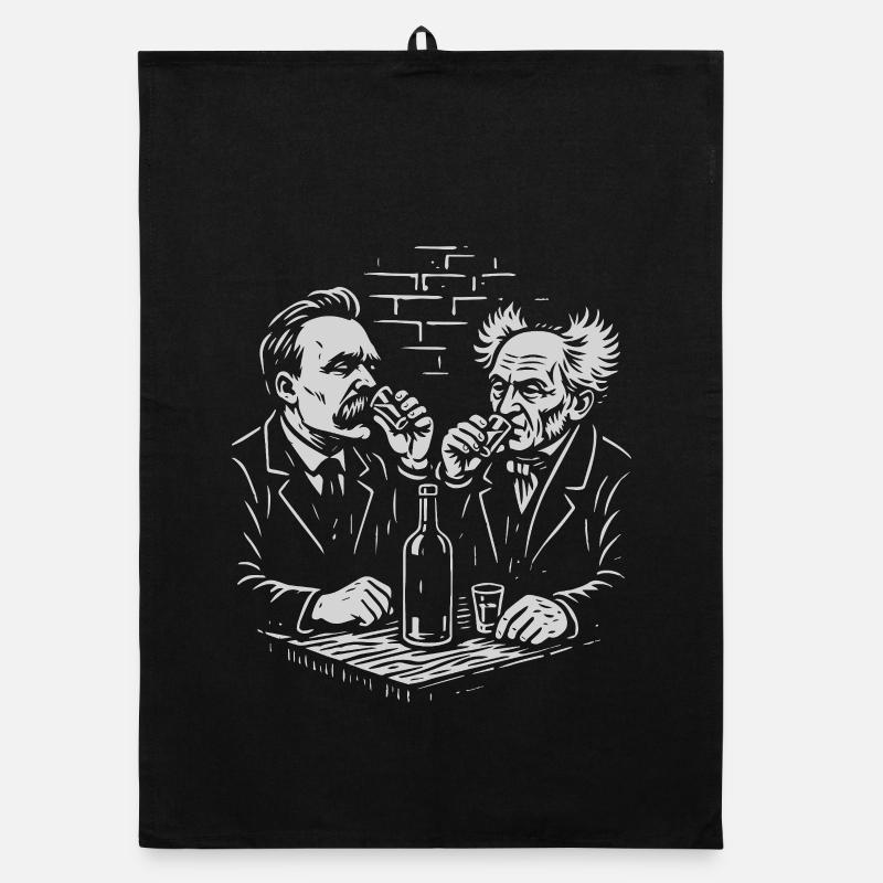 Nietzsche et Schopenhauer buvant de la vodka dans un pub Torchon bio