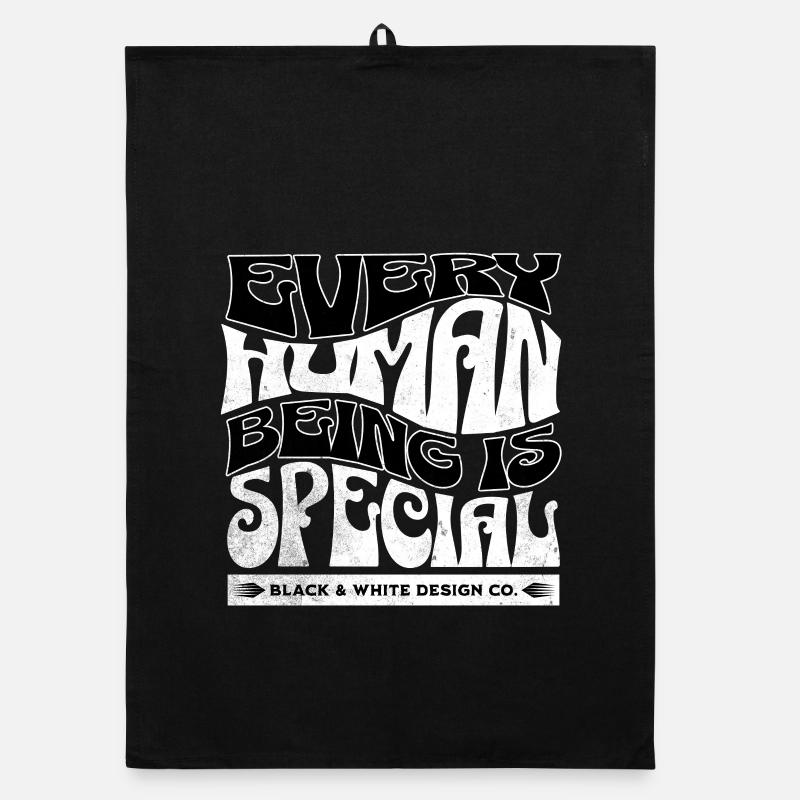 Every Human Being Is Special – Black & White Organic Geschirrtuch