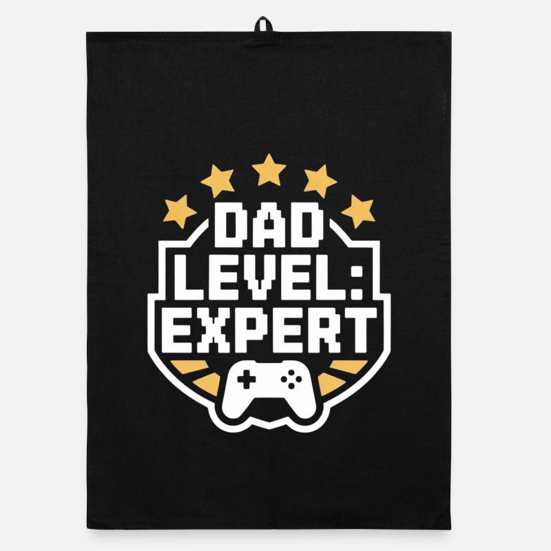 Papa Level Experte Gaming Shirt - Organic Geschirrtuch - Schwarz