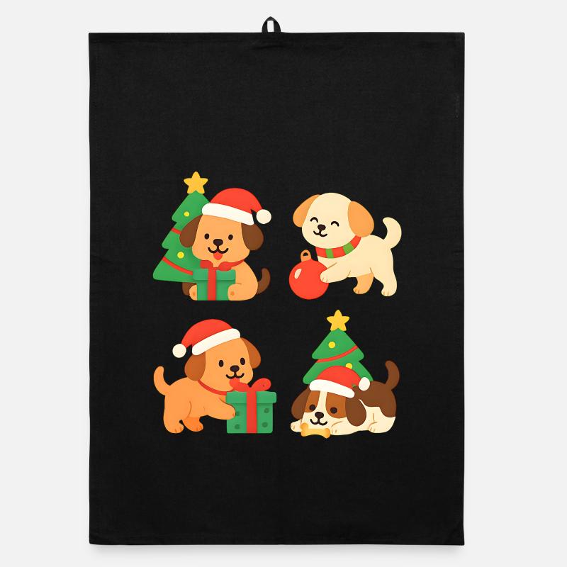 Weihnachtshunde mit Geschenken Organic Geschirrtuch