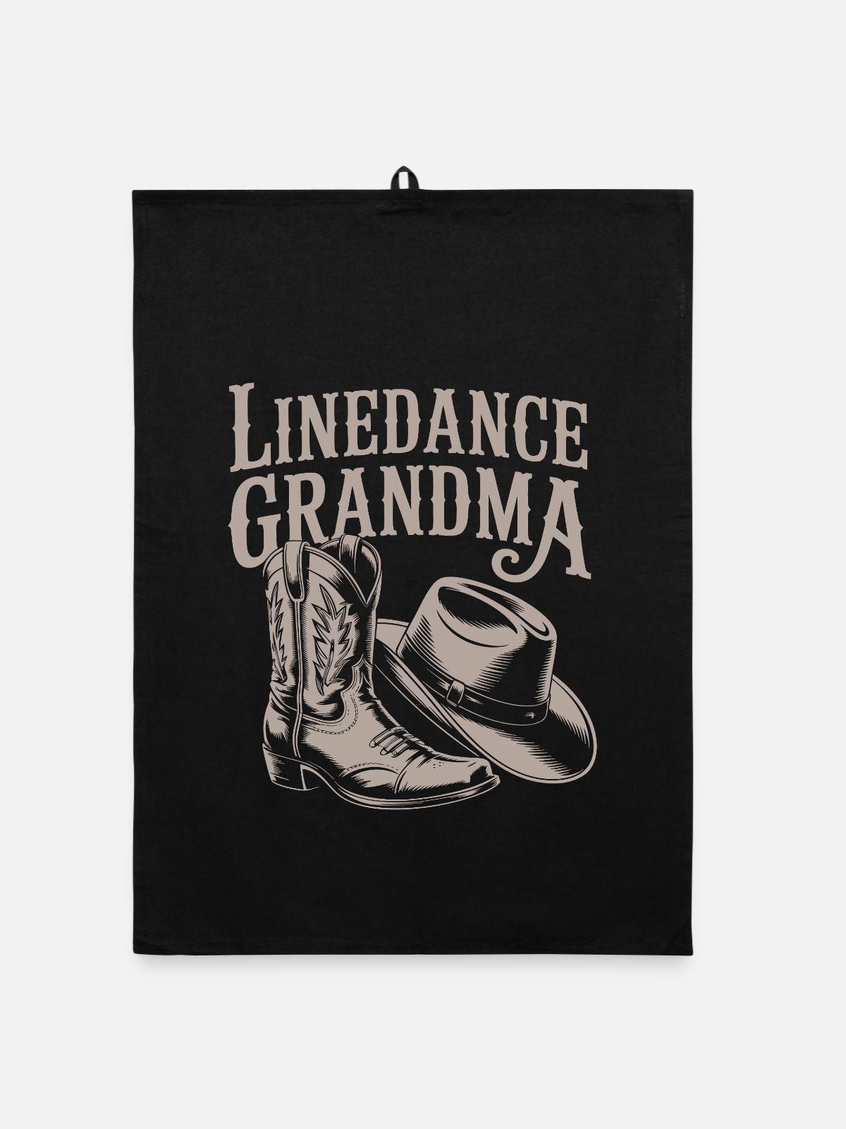 Linedance Oma Westernlook - Organic Geschirrtuch - Schwarz - Vorne
