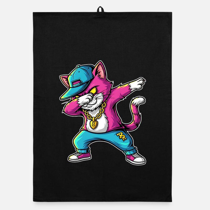 Déclaration humoristique de style de rue de Dab Cat Torchon bio