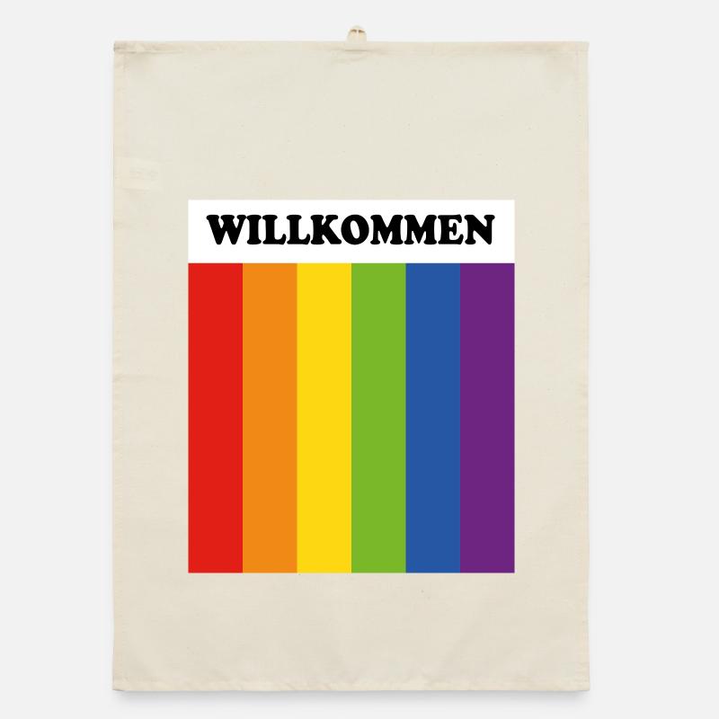 LGBT welcome Willkommen German Organic dish towel