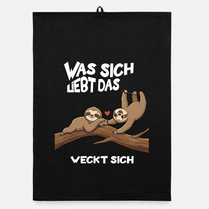 Langsame Liebe am Baum - Wortspiel mit Faultieren Organic Geschirrtuch