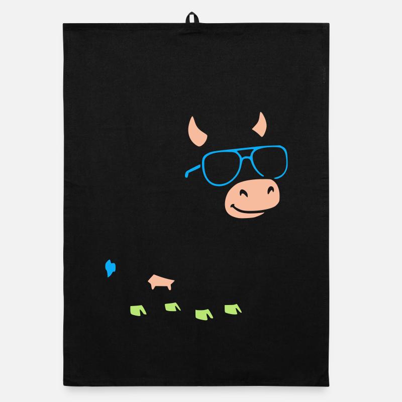 Cool Cow Sunglasses Abstract Vector Organic dish towel