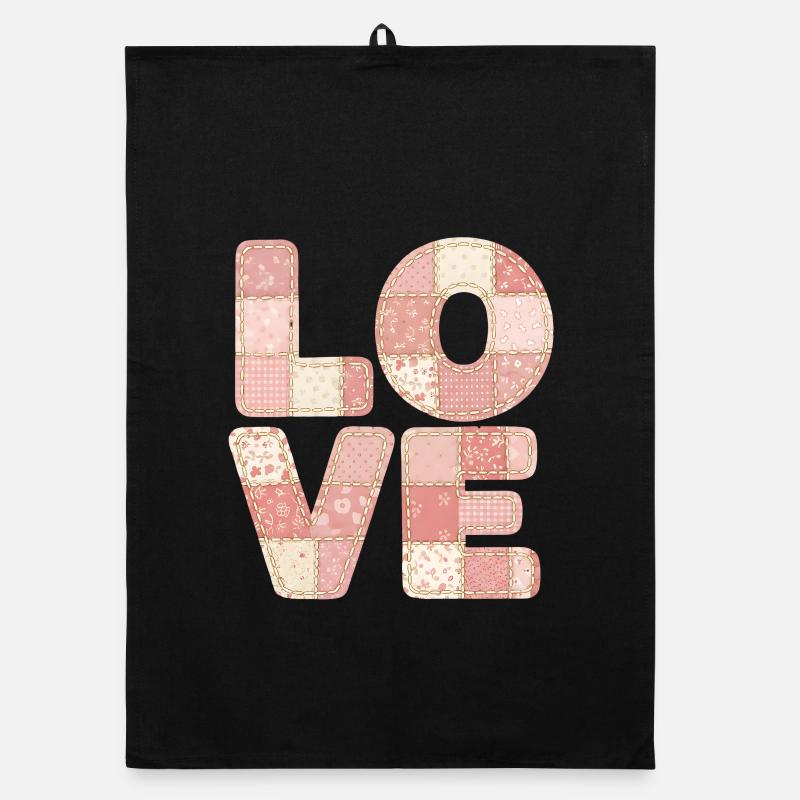 Love Patchwork Rosa Quilt Trend Design Organic Geschirrtuch