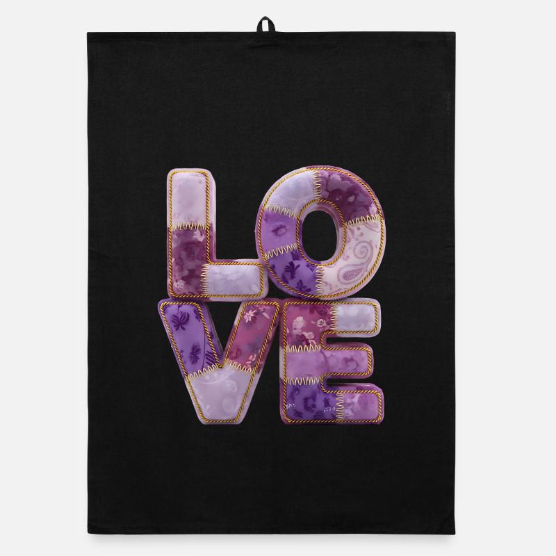 Patchwork Love Quiltlook Lettering Organic dish towel