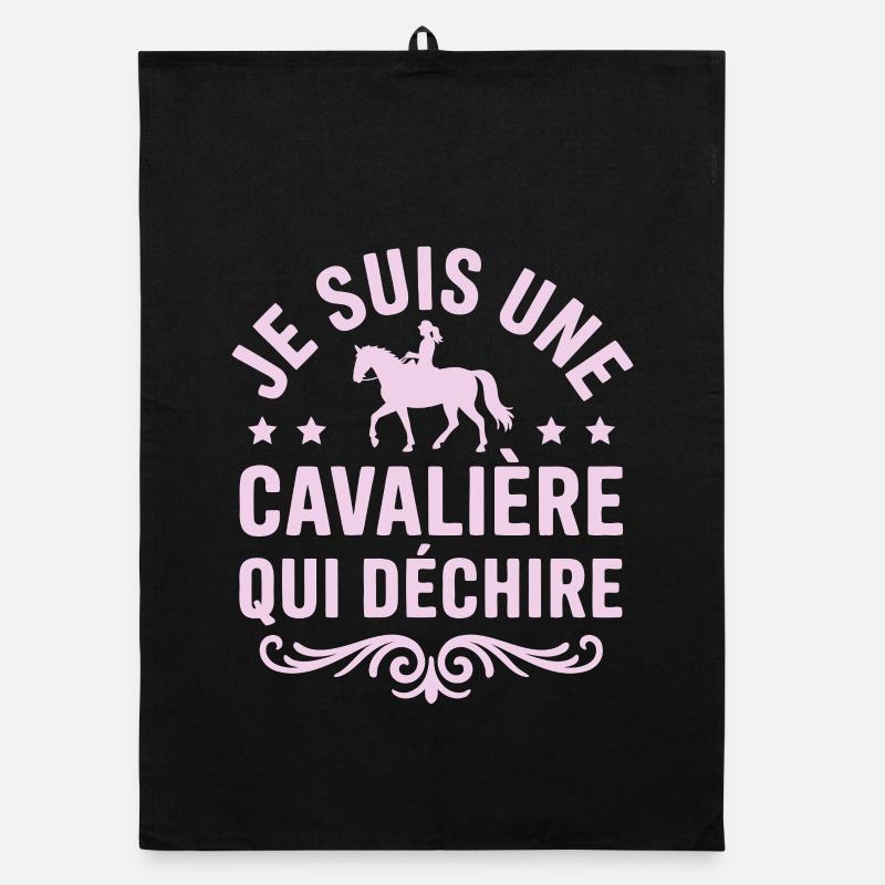 Cadeau Une cavalière équitation cheval qui déchire Torchon bio