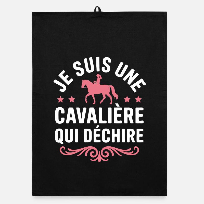 Cadeau Une cavalière équitation cheval qui déchire Torchon bio