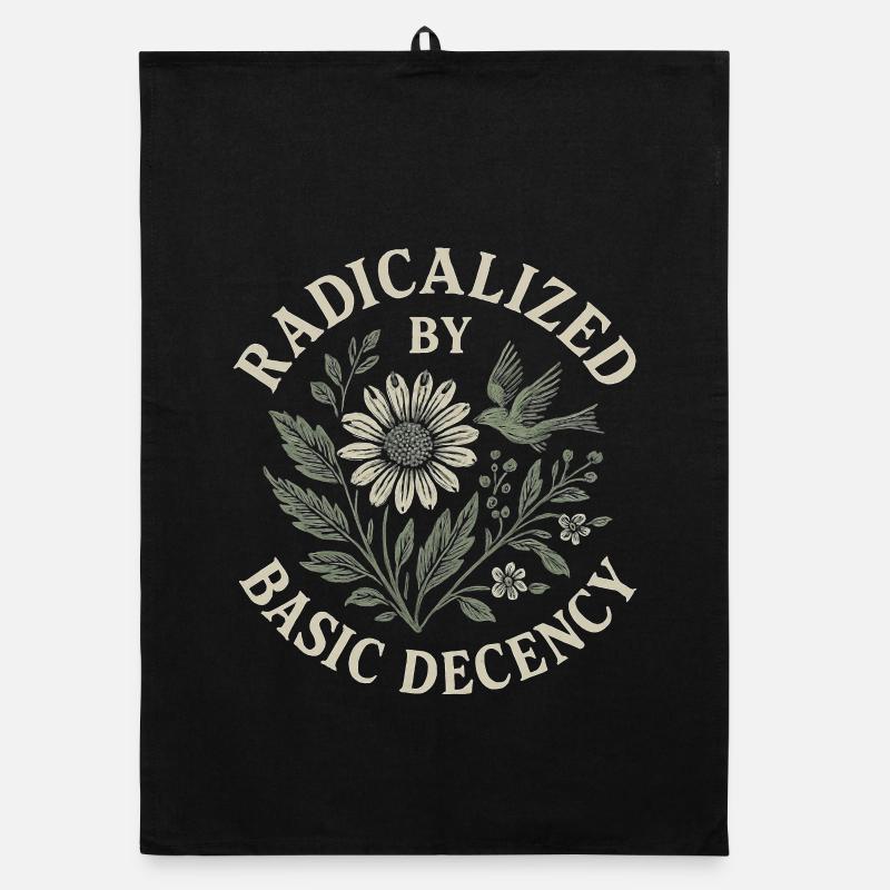 Radicalized By Basic Decency Floral Design - Organic Geschirrtuch - Schwarz