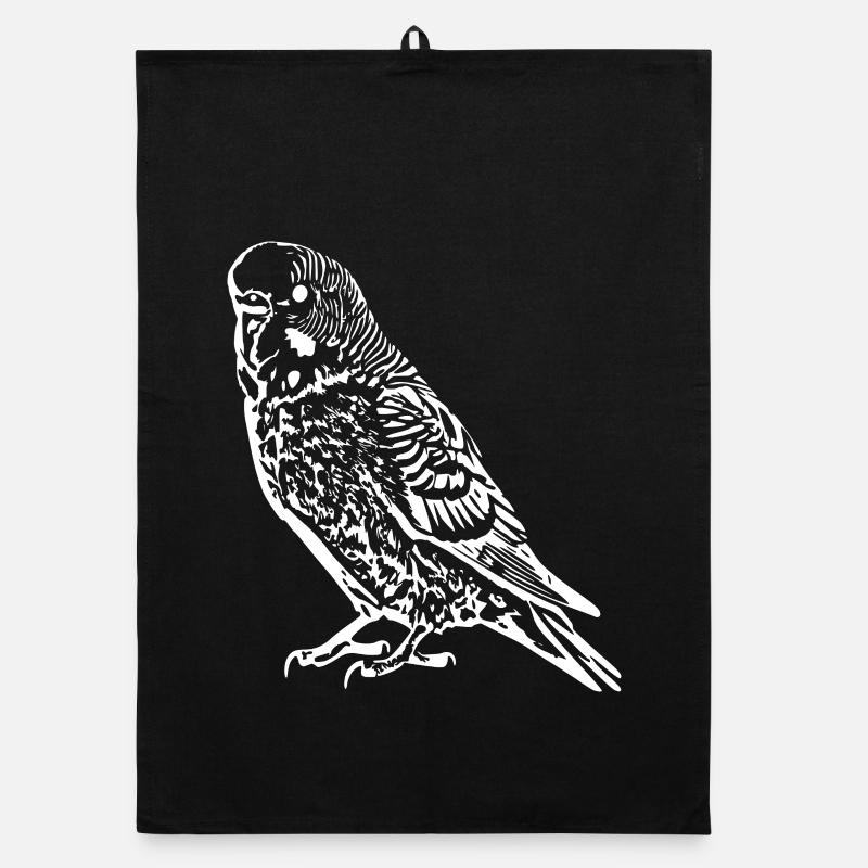 Budgie Bird white Organic dish towel