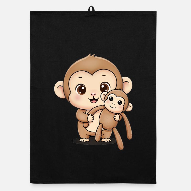 Cute Punch Monkey Holding Soft Toy Organic dish towel
