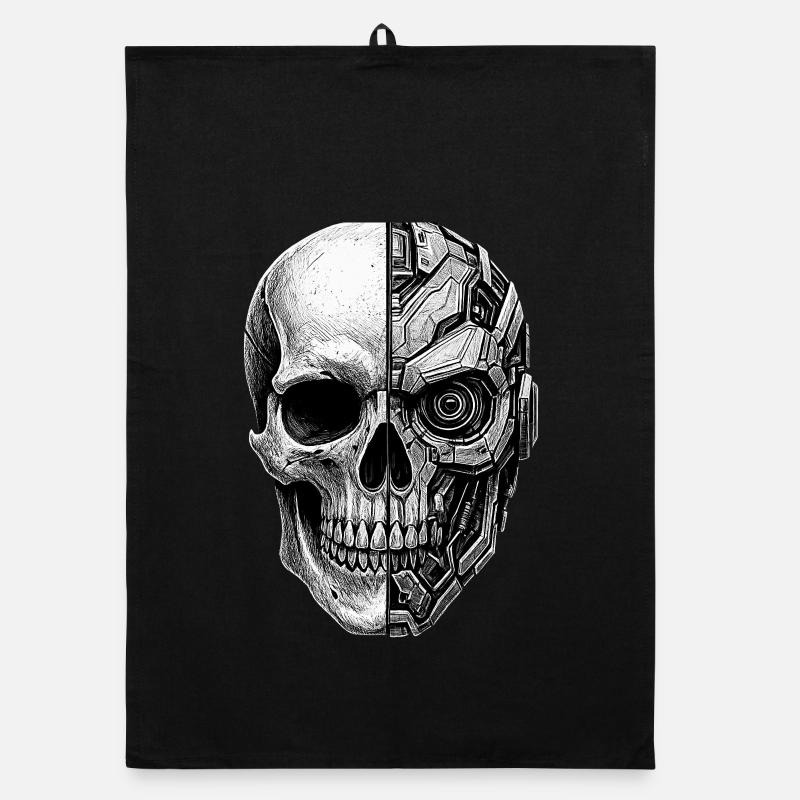 Halb Totenkopf Halber Roboter Cyborg Skull sticker Organic Geschirrtuch