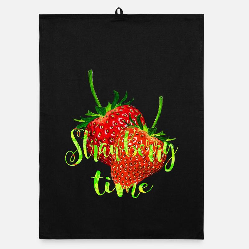 Fraises avec lettres Torchon bio