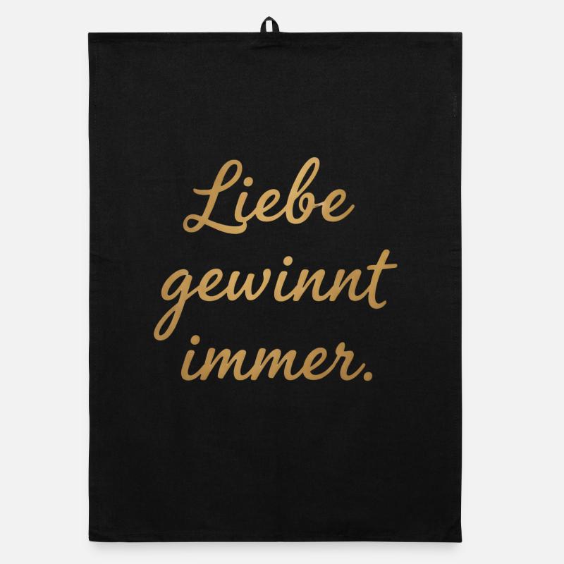 Liebe gewinnt immer Spruch Menschenrechte Pride Organic Geschirrtuch
