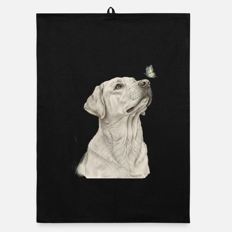 Labrador avec motif de chien papillon Torchon bio