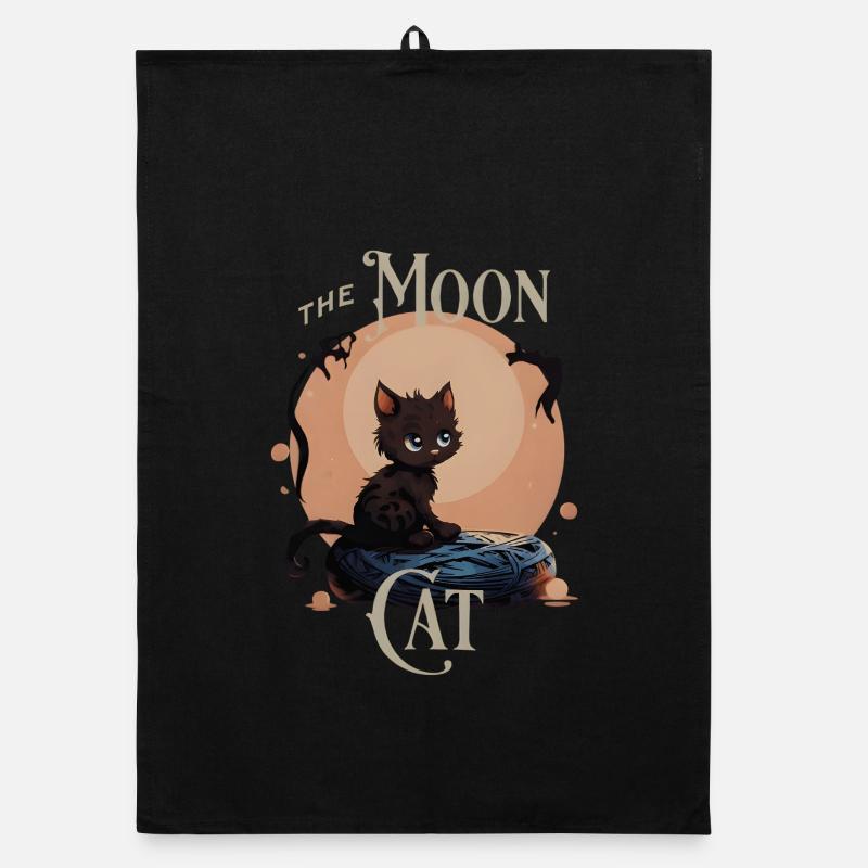 Chat mignon sur la lune – Design de chat mystique Torchon bio