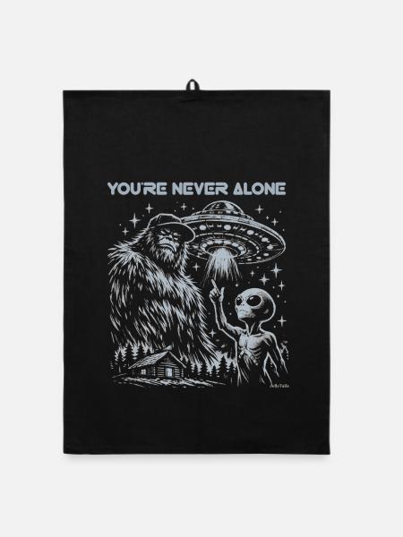 Du bist nie allein, Bigfoot-Alien-T-Shirt. - Organic Geschirrtuch - Schwarz