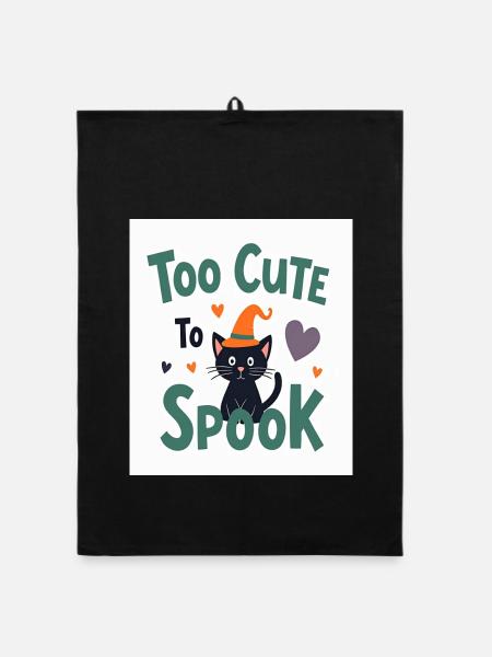 Zu süß, um Katze zu erschrecken Halloween - Organic Geschirrtuch - Schwarz - Vorne