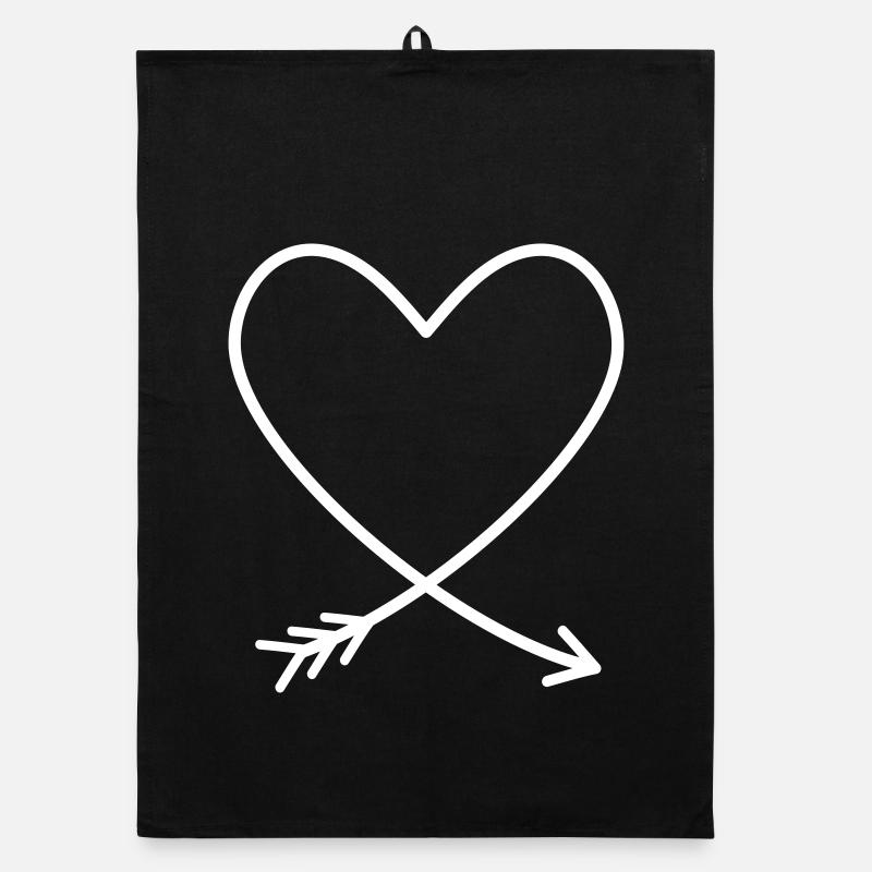 Idée cadeau coeur flèche amour amitié Torchon bio