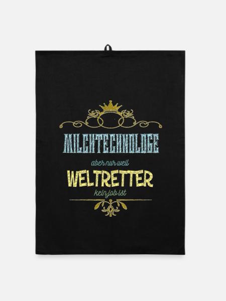 Milchtechnologe Weltretter - Organic Geschirrtuch - Schwarz - Vorne