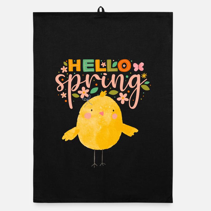 Humorous Spring Dream with Chicken Organic dish towel