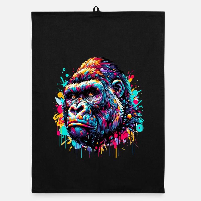 Gorilla - Organic Geschirrtuch - Schwarz