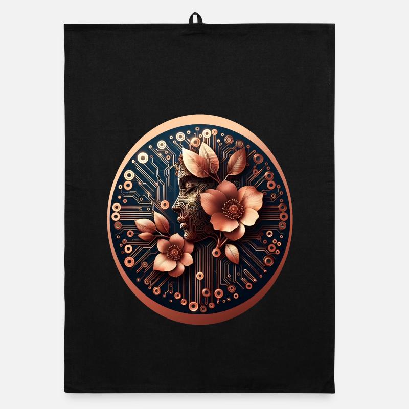 Bio Technologie KI Design Blumen Organic Geschirrtuch