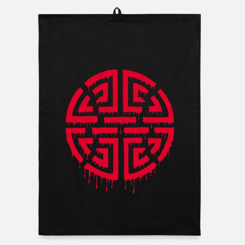 Graffiti eines roten Labyrinths Organic Geschirrtuch