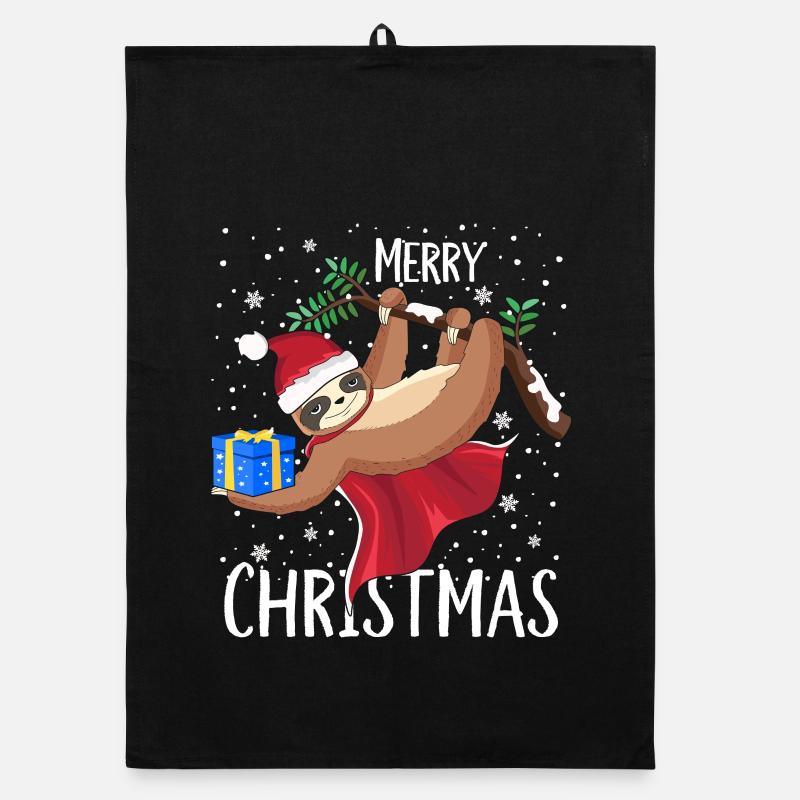 Sloth Merry Christmas Snowflakes Organic dish towel