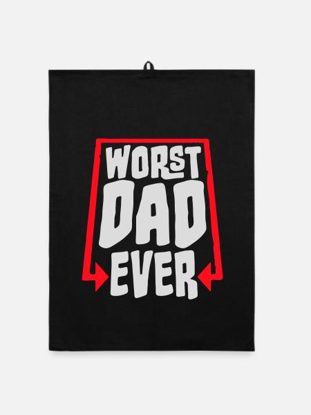 Worst Dad Ever Lustig Sarkastisch Vatertag Papa - Organic Geschirrtuch - Schwarz - Vorne