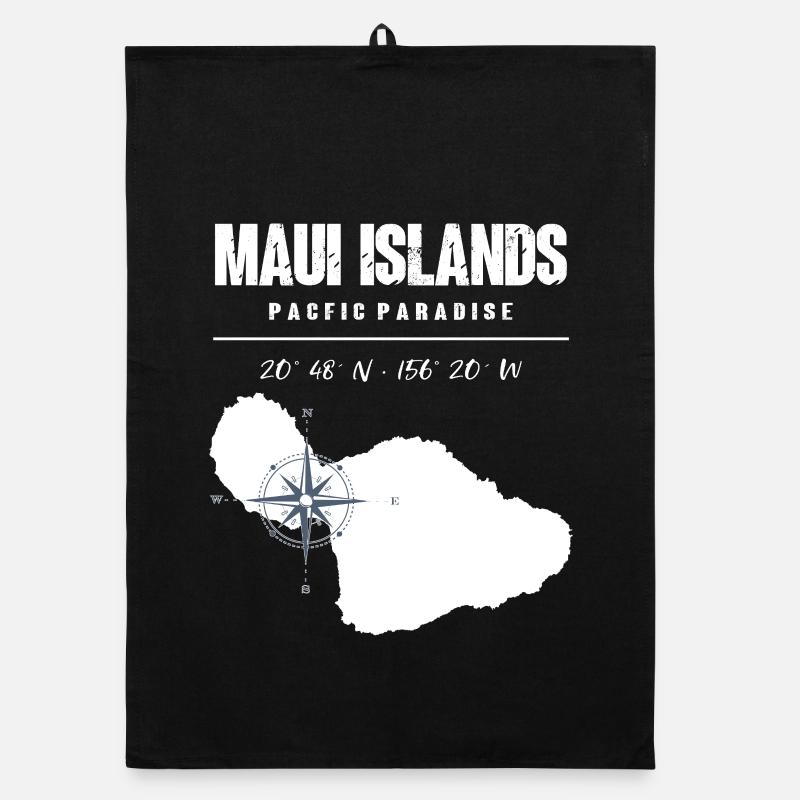 Conception de boussole de l’île de Maui avec coordonnées Vintage Torchon bio