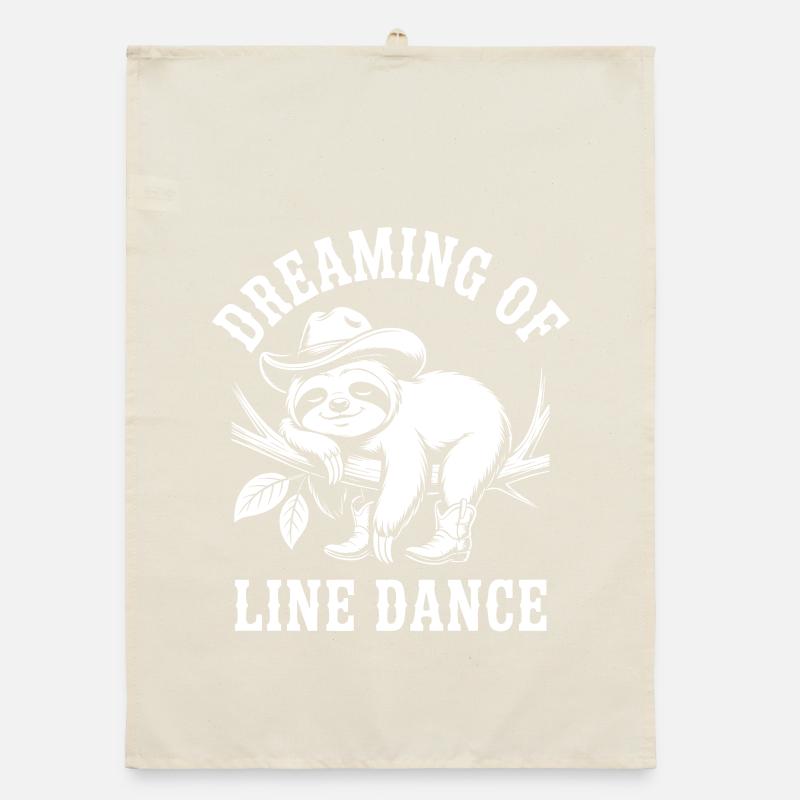 Sloth dreams of line dancing Organic dish towel