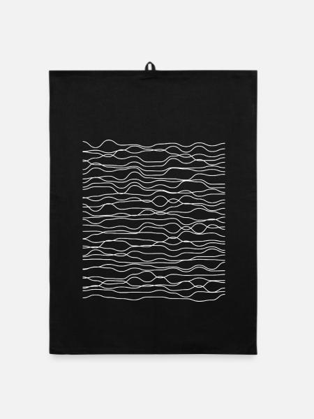 Wavy Line Echoes Pattern - Organic dish towel - black - Front