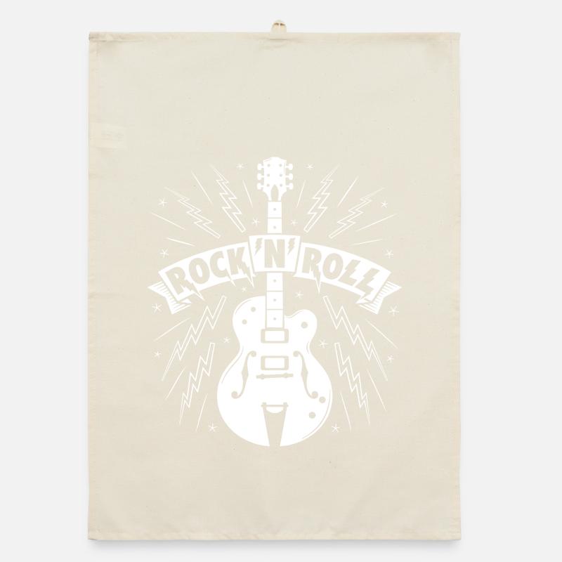 Rock'N'Roll Banner with Guitar Organic dish towel
